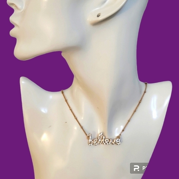 3/$30 MAURICES Cursive Believe Chain Necklace - Picture 1 of 7